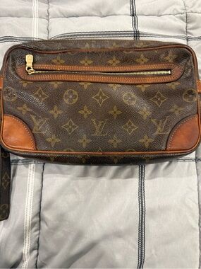 Louis Vuitton Marly Dragonne Clutch Monogram Bag Wristlet Vintage Authentic LV